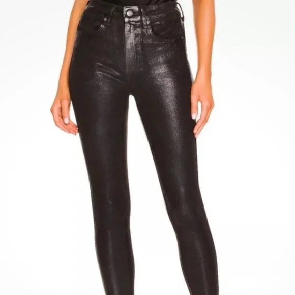 Brand New Free People We The Free Shiny Black High-Waisted Pants - Picture 1 of 2